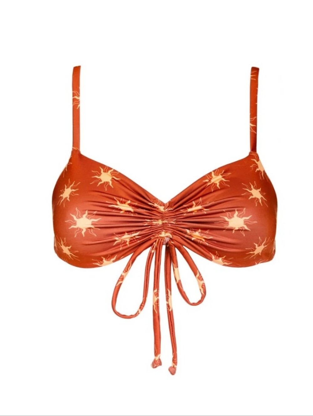 Kitty & Vibe Ruched Tie Top In Solara
